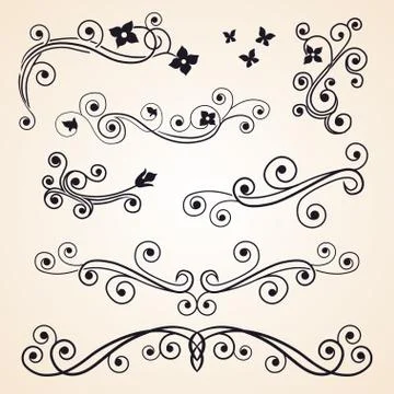 Curly design floral elements Stock Illustration