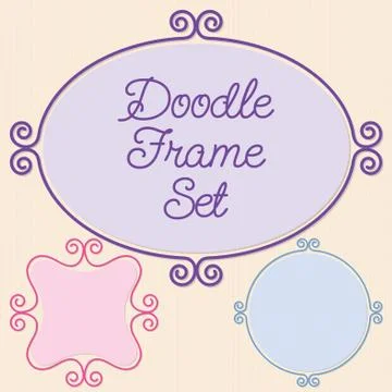 Curly doodle frame set in vector format. Stock Illustration
