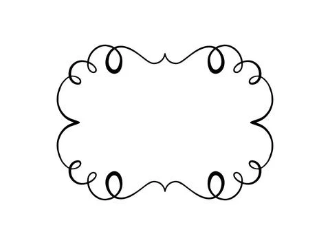 Curly doodle frame vector with looped corners, whimsical hand drawn black Stock Illustration