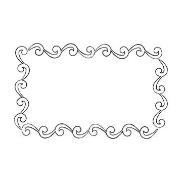 Curly Doodle Framework with Curved Borders Vector Stock Illustration