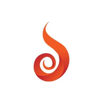 Curly Fire Flames Element Emblem Symbol Stock Illustration