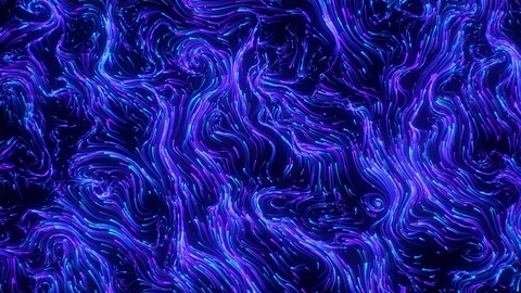 Curly Flow Colorful Glowing UV Trailing Neon Lines UHD 4K Stock Footage