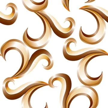 Curly golden elements in seamless pattern Stock Illustration
