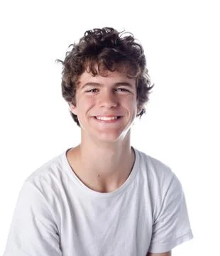 Curly haired boy smiling Stock Photos