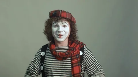 Curly-haired mime Stock Footage 74249317