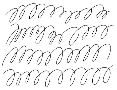 Curly irregular lines set. Free hand scribbles. Stock Illustration