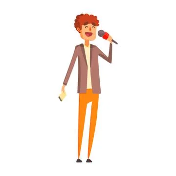 Curly Journalist Asking Question On Press Conference, Official Press Reporter Stock Illustration