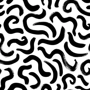 Curly lines vector hand drawn seamless pattern. Stock Illustration