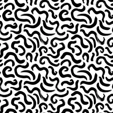 Curly lines vector hand drawn seamless pattern. Stock Illustration
