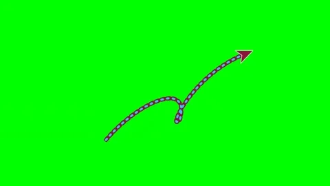 Curly loop running dotted arrow top alert banner green screen Stock Footage 344648180