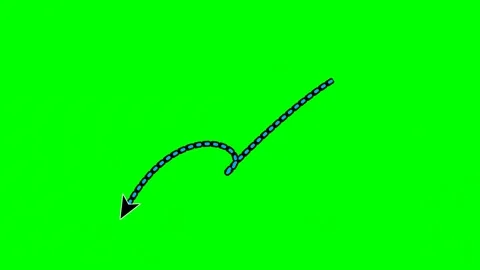 Curly loop running dotted arrow right vertical green screen Видео 344648273