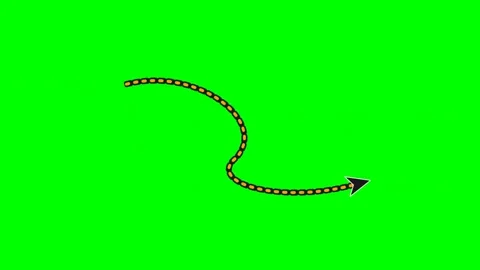 Curly loop running dotted arrow bottom ribbon green screen Stock Footage 344648274