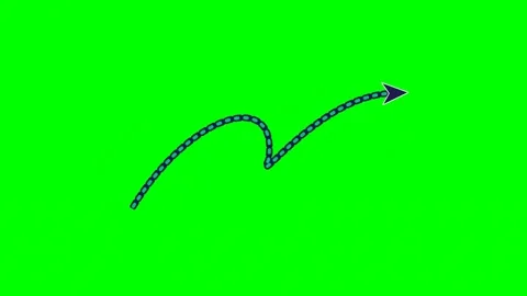 Curly loop running dotted arrow bottom right green screen Stock Footage 344648424