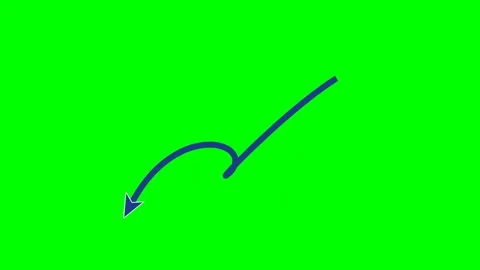 Curly loop spiral solid arrow right vertical pop green screen Video stock 344648276