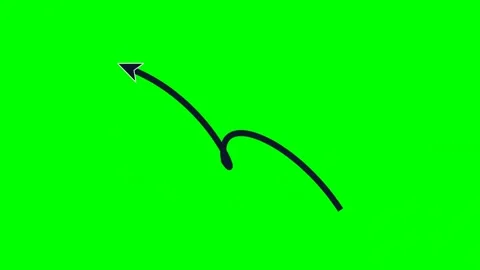 Curly loop spiral solid arrow bottom left fluid green screen Video stock 344648544