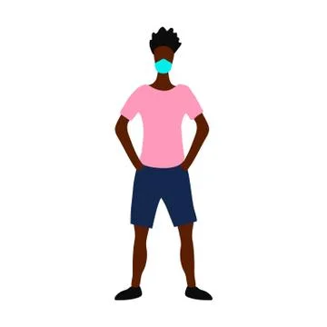Curly man in a protective mask. Vector illustration. Stock Illustration