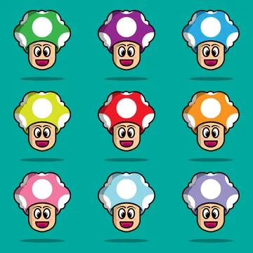 Curly Mushroom Game Pack Stock Illustration
