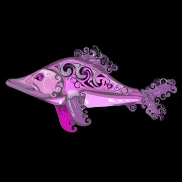 Curly pink fish Illustrazione stock