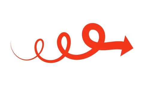 Curly Red Arrow  Triple Loop Rightward Motion Graphic Symbol Illustrazione stock