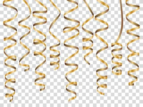 Curly ribbons set on transparent background Stock Illustration