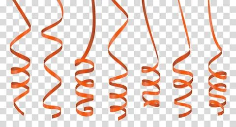 Curly ribbons set on transparent background Stock Illustration