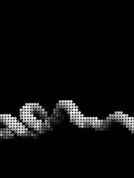 Curly shape made with dots over black Illustrazione stock