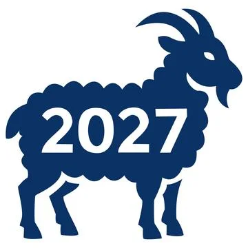 Curly sheep silhouette 2027 vector icon Stock Illustration