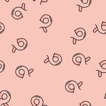 Curly tail pig vector seamless pattern Stock Illustration