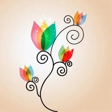 Curly transparency flowers Stock Illustration
