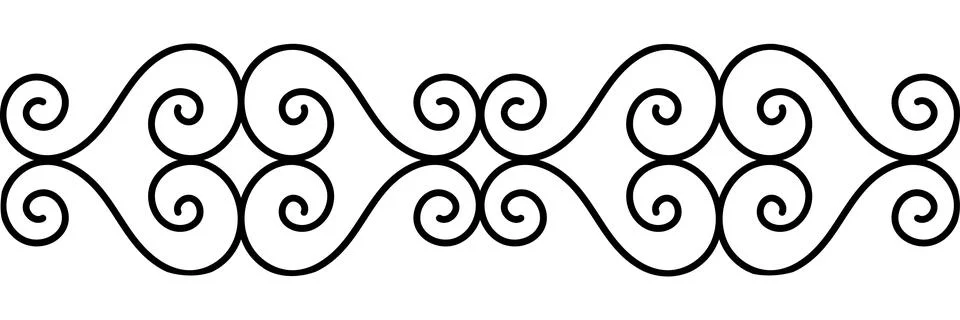 Curly vintage pattern element for decoration. Ornamental border silhouette Stock Illustration