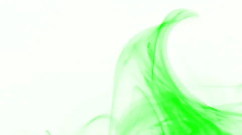 Curly wave of light green smoke on white background (soft) - abstract motion Stock Footage