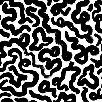 Curly waves hand drawn vector seamless pattern. Stock Illustration