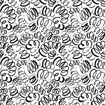 Curly waves hand drawn vector seamless pattern. Stock Illustration