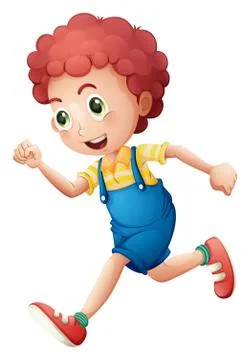 A curly young boy running Illustrazione stock