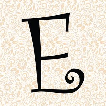 Curlz Alphabet E UPPER , Black alphabet vector, alphabet vector Stock Illustration
