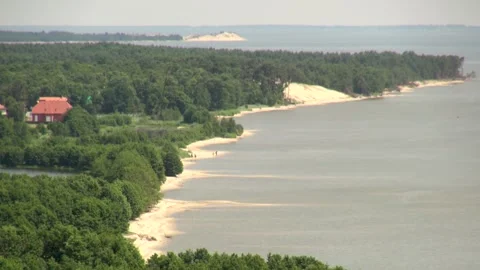 Curonian Spit. Long sandy strip separating Curonian lagoon from Baltic Sea. Stock Footage 130645917