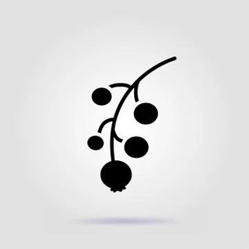 Currant black icon on gray background with soft shadow Ilustração Stock
