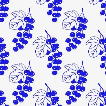 Currant clusters and leaves pattern on light background. Illustrazione stock