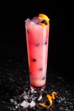 Currant cocktail in a long glass Stock Photos