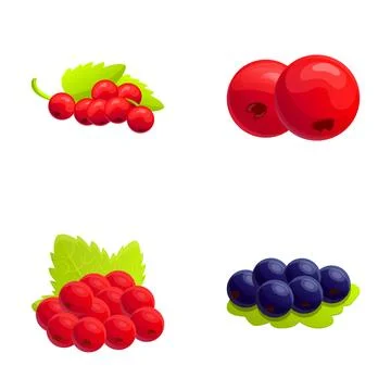 Currant icons set cartoon vector. Red and black currant Stock Illustration