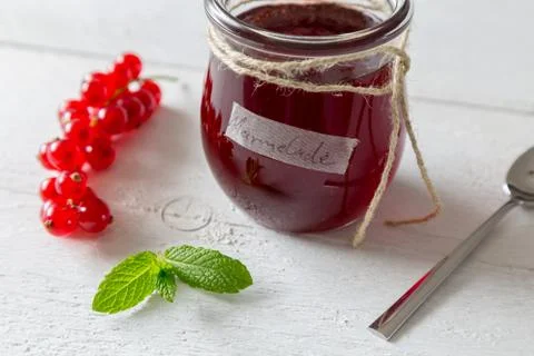 Currant jam in a jar Stock Photos