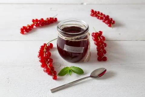 Currant jam in a jar Stock Photos
