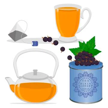 Currant tea cup. Stock Illustration