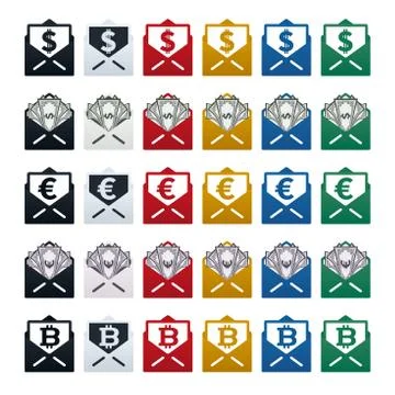 Currencies in envelopes Stock Illustration