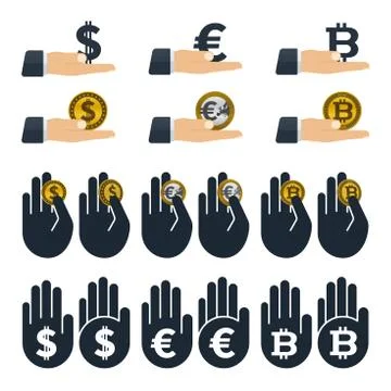 Currencies in hands Stock Illustration