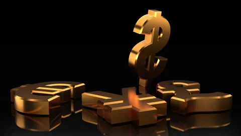 Currencies sign. 3D loop animation with 4K resolution. Stock Footage 131444712