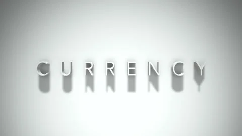 Currency 3D title animation with shadows on a white background Stock Footage 296050684