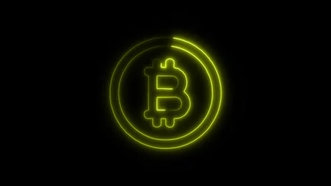 Currency Bitcoin Outline Icon in HD Video Neon Animation Stockbeeldmateriaal 304553017