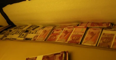 Currency in the car seat Stock Footage