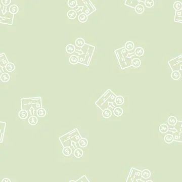 Currency card line seamless pattern Stock Illustration